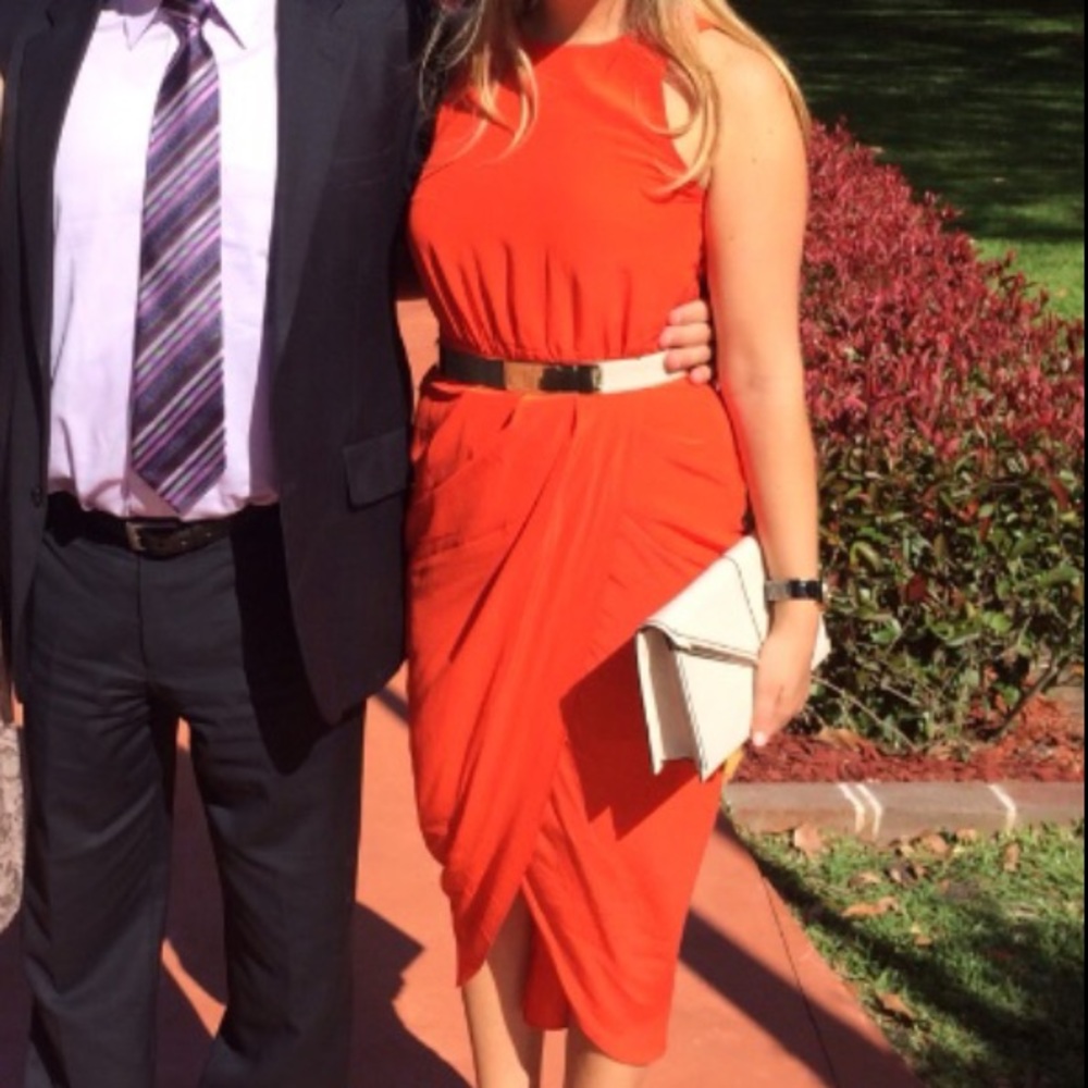 Australian designer dress in bright red